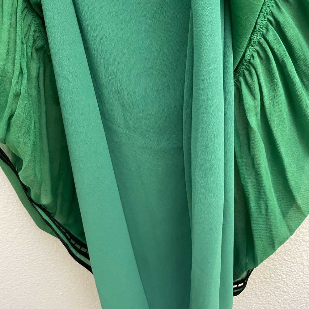 MIDI drop waist green dress with slip - Picture 6 of 6